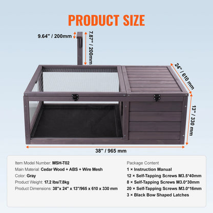 Tortoise Habitat Wooden House with Roof