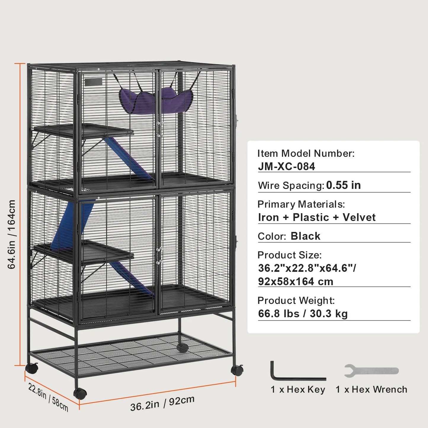 Rolling Metal Cage 4-Tier Small Animals