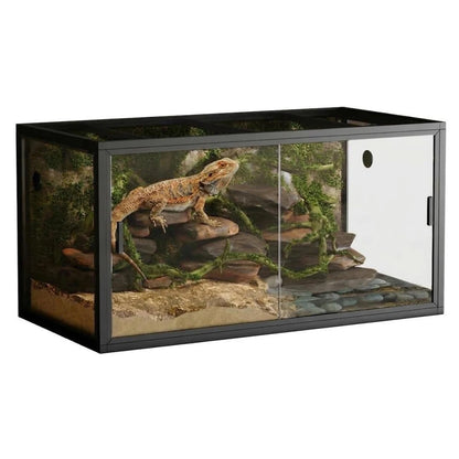 Reptile Terrarium, Glass Enclosure, Screen Ventilation Top