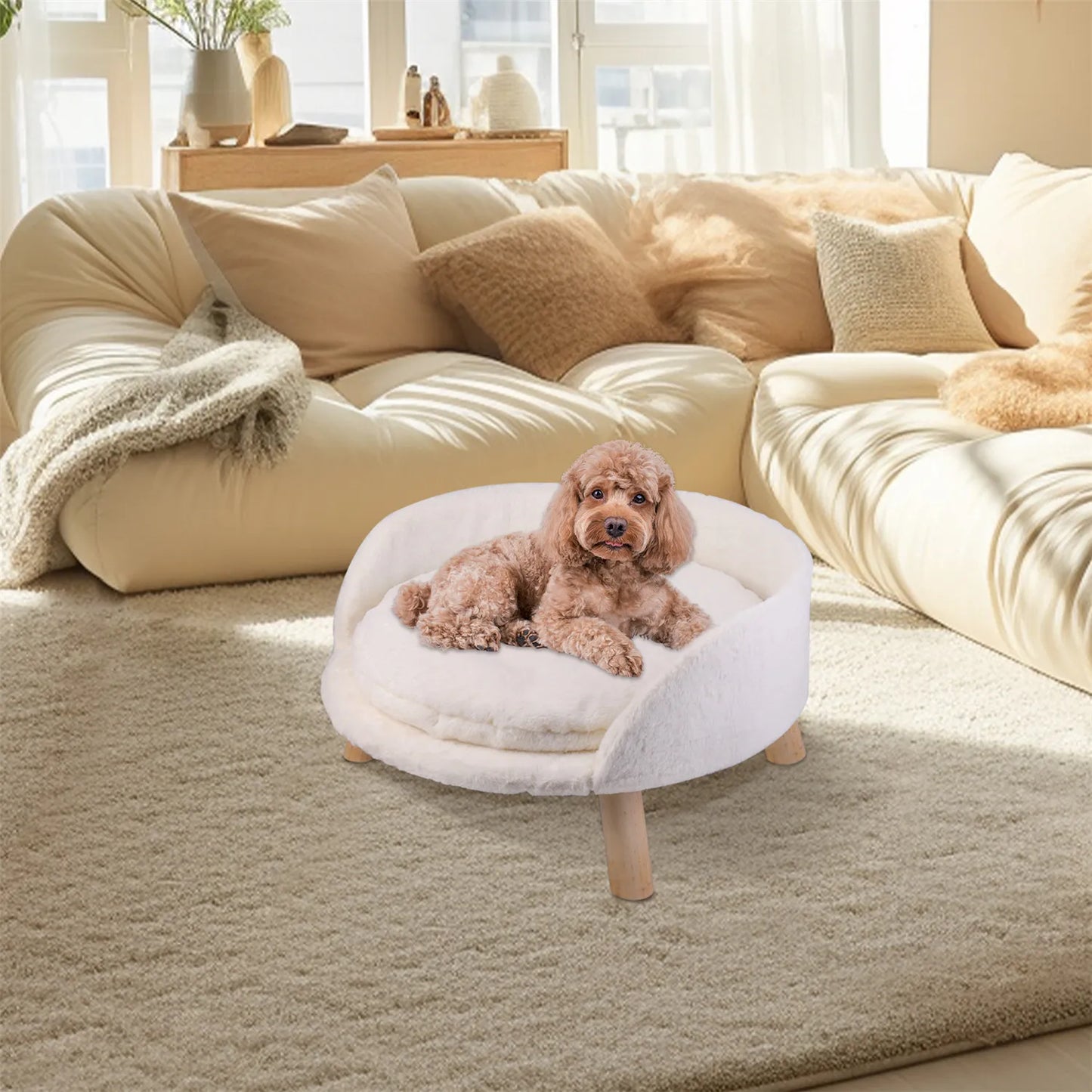 Pet Sofa Bed Raised, Removable Cushion