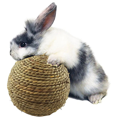 4PCS Natural Grass Ball Interactive Toys For Small Pets