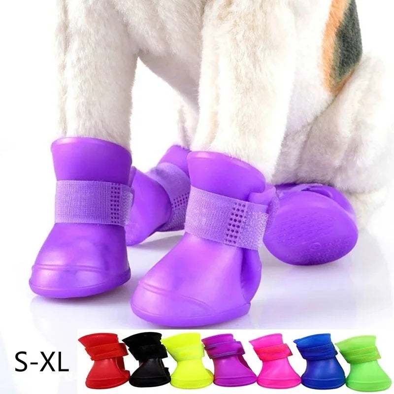 4Pcs Pet Water Proof Rubber Boots Outdoor