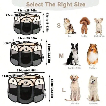 Dog Playpen, Tent, Foldable Kennel, Octagonal Fence