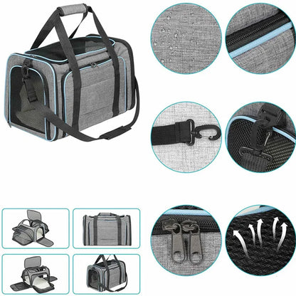 Pet Carrier Foldable Expandable Bag Mesh Breathable Handheld