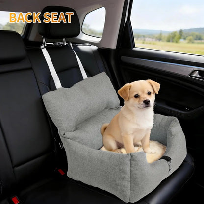 Dog Booster Car Seat Bed for Small Dogs, Tether & Reversible Cushion