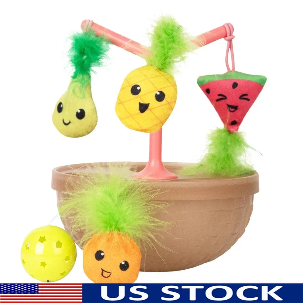 Cat Toy Fruit Bowl Interactive Jingle Balls