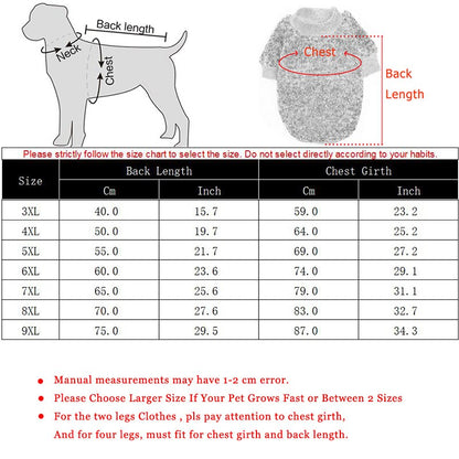 3XL-9XL Winter Warm Pet Sweater