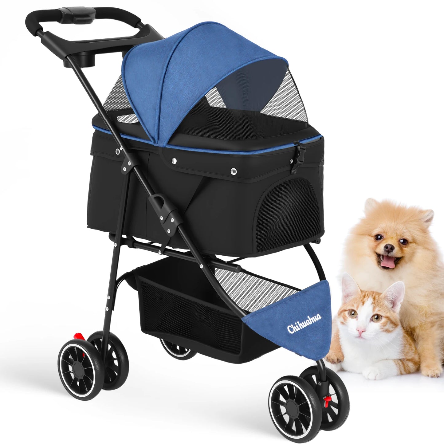 Dogs & Cats Portable Travel Stroller, Foldable