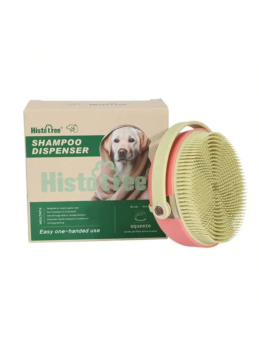 Pet Bath Brush With Shampoo Dispenser