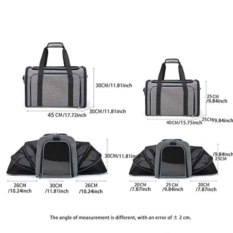 Pet Carrier Foldable Expandable Bag Mesh Breathable Handheld