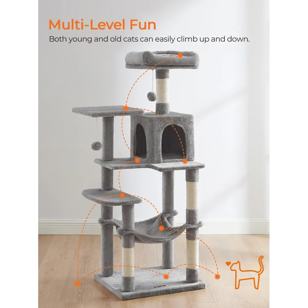 Cat Tree Tower, Condo, Scratching Posts, Hammock, Perch