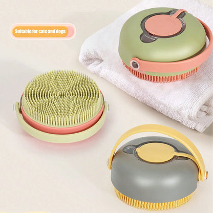 Pet Bath Brush With Shampoo Dispenser