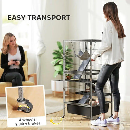 4-Tier Rolling Pet Cage for Small Animals