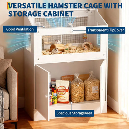 Large Acrylic Small Animal Cage With Storage Cabinet