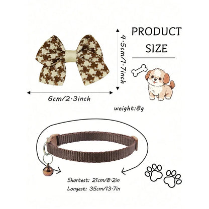 Bow-Knot Collar With Bell, Adjustable