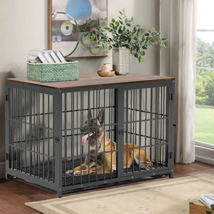 Furniture Style Dog Crate, Metal and Wood.