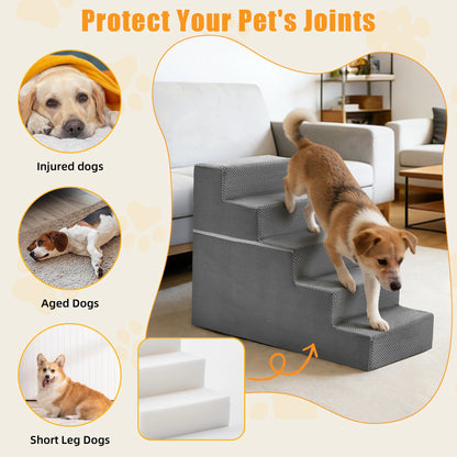 3-5 Step, Foam Dog Stairs, Indoors, Non-Slip