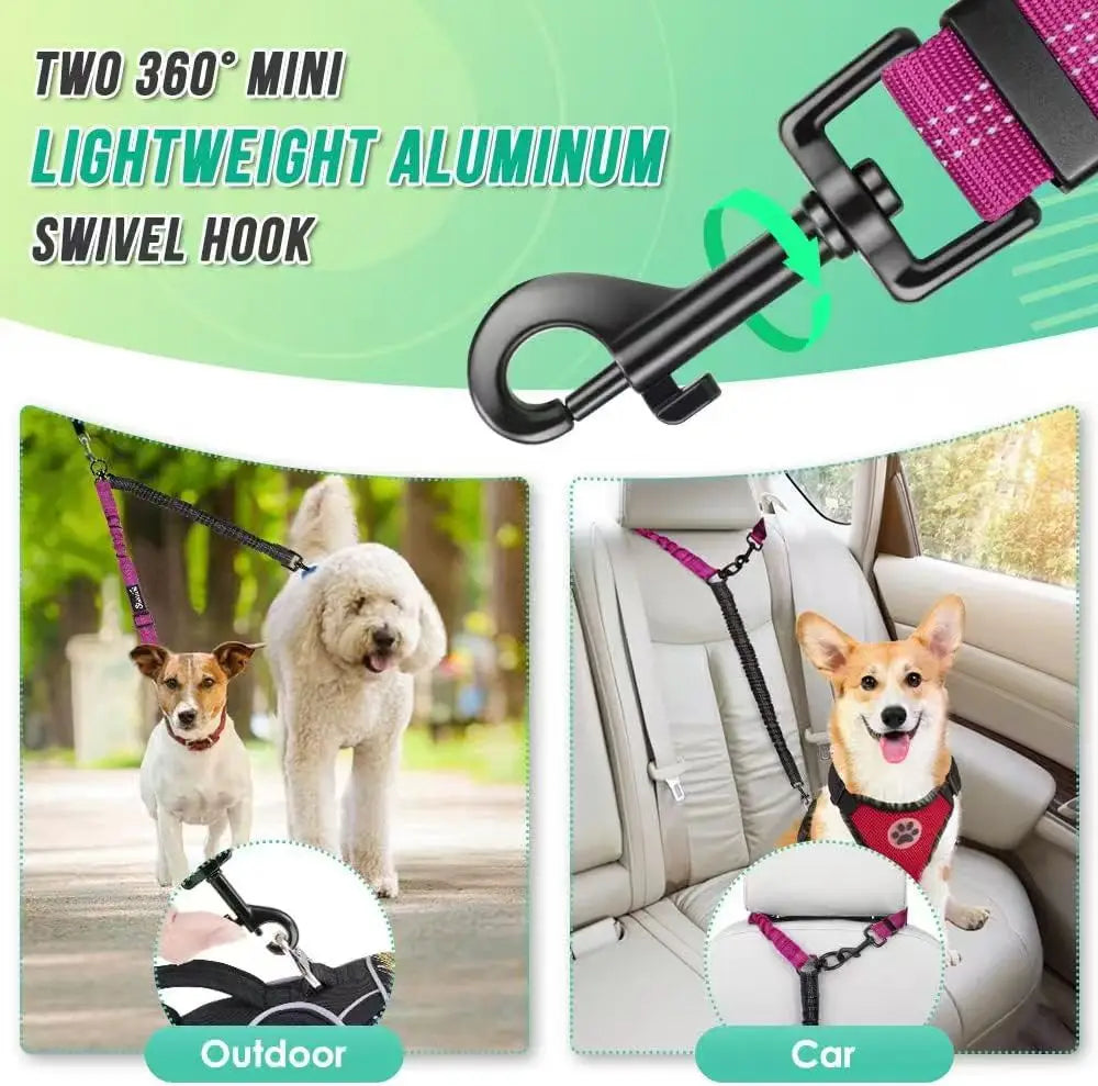 1.6ft Dual Dog Leash Attachment, Shock Absorbing Bungee