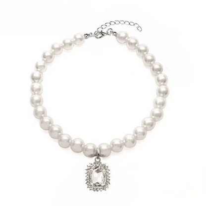 Faux Pearl Pet Collar Hanging Jewel, Adjustable For Cats Dogs