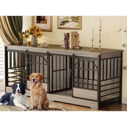 Wooden Dog House, Double Crate With Divider