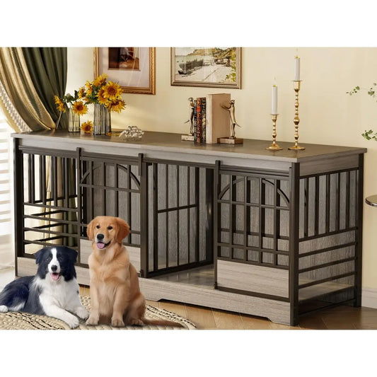 Wooden Dog House, Double Crate With Divider