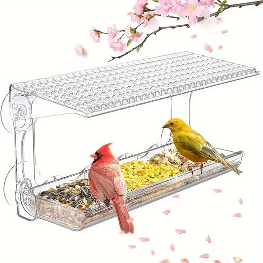 Large Window Bird Feeder with Removable Seed & Water Tray