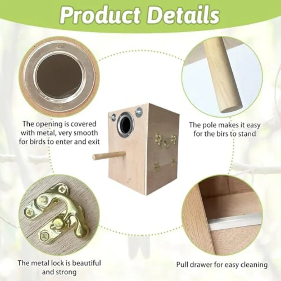 Bird Wood Breeding Box Lovebirds Nesting Station