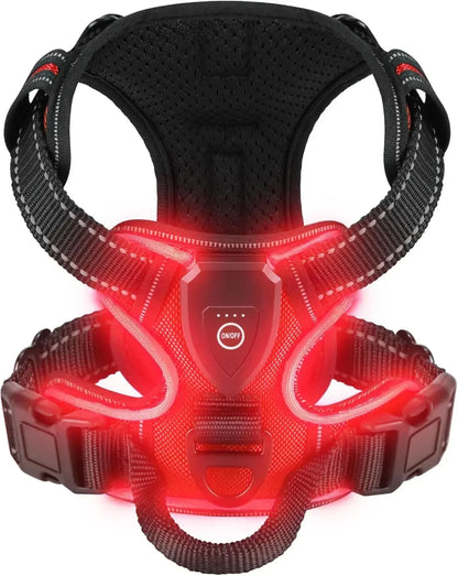 LED Luminous Dog Harness, No Pull, Adjustable, Rechargeable