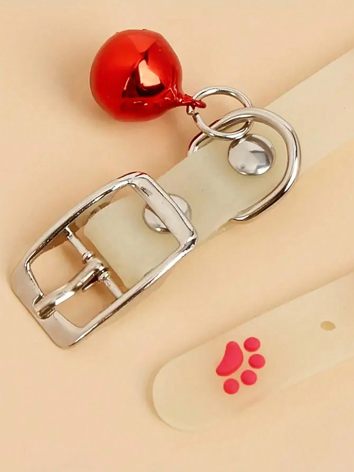Glow In The Dark Cat Collar, Footprint Pattern, Bell