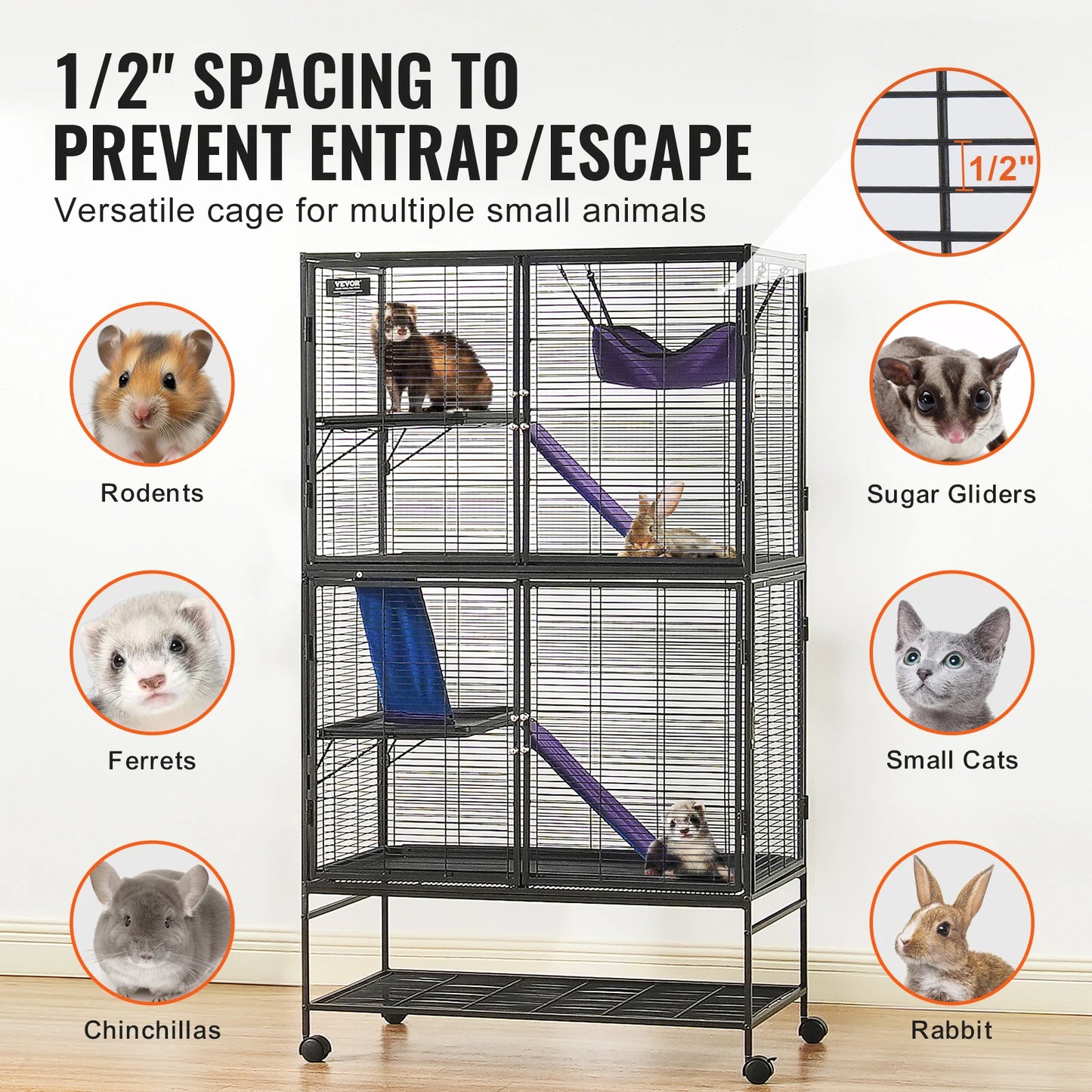 Rolling Metal Ferret Cage Large 4-Tier