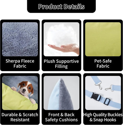 Car Seat for Small Pets, Safety Leash, Storage Pockets