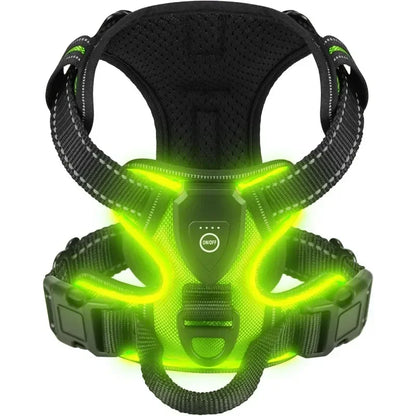 LED Luminous Dog Harness, No Pull, Adjustable, Rechargeable