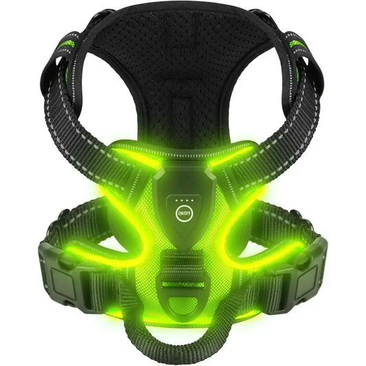 LED Luminous Dog Harness, No Pull, Adjustable, Rechargeable