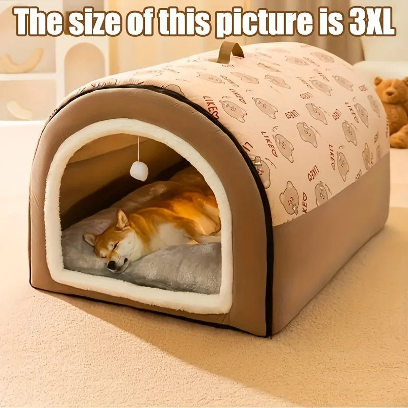All-In-One Pet Shelter(Bed, House)with Hanging Play Ball