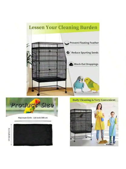 Bird Cage Seed Catcher Adjustable Nylon Mesh Cover
