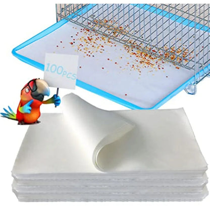 100PCS Bird Cage Liner Papers, Disposable
