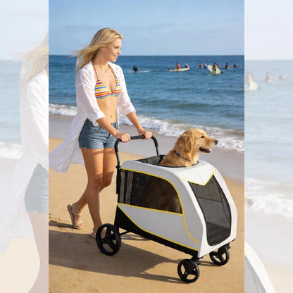 All-Terrain Pet Stroller with Lockable Wheels, Adjustable Handle
