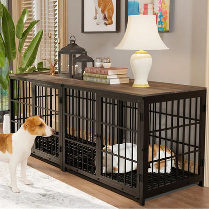 Furniture Style Dog Crate, Metal and Wood.