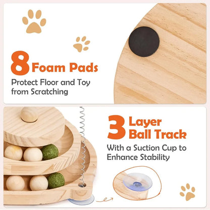 Cat Scratching Post,  2-Tier Ball Track, Teasing Feather Stick