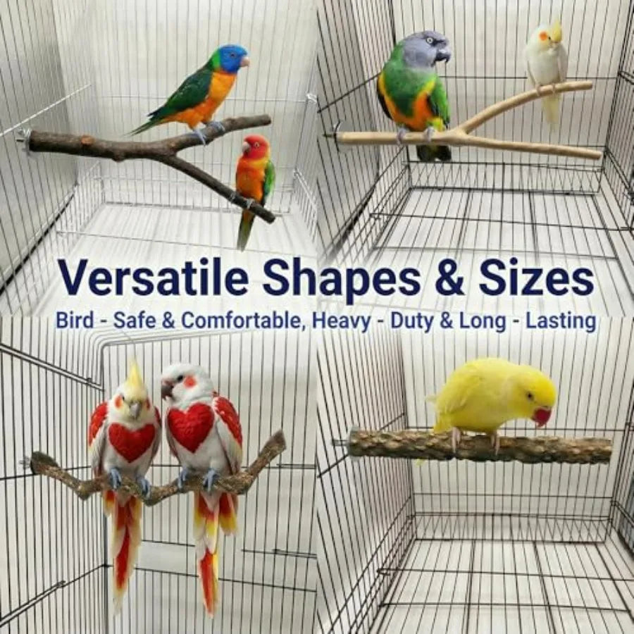 8 Piece Natural Wood Bird Cage Accessories
