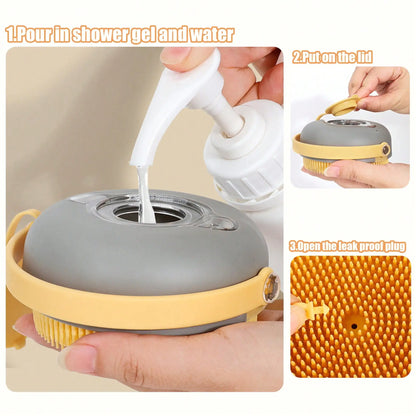 Pet Bath Brush With Shampoo Dispenser