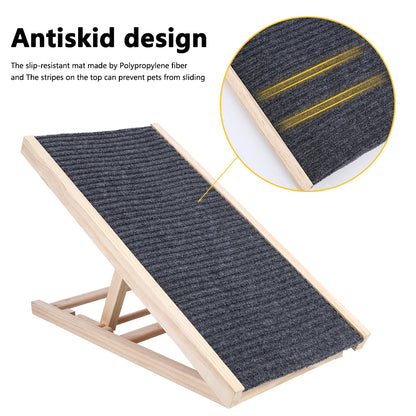 Pet Wooden Ramp, Adjustable Height, Portable, Anti-Skid