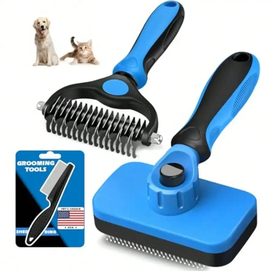 Grroming Brush Set, Dematting and Flea Comb