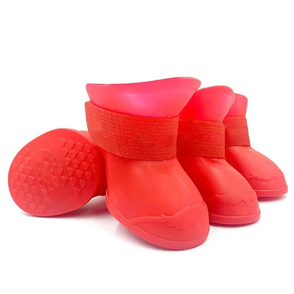 4Pcs Pet Water Proof Rubber Boots Outdoor