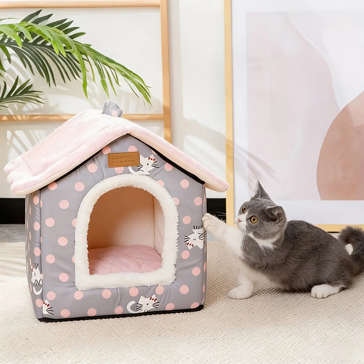 House-Shaped Cat Bed Suitable for All Seasons
