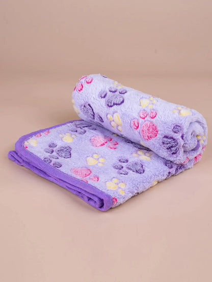 Paw Print Fleece Pet Blanket For Dogs Cats