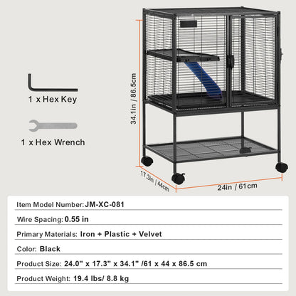 Rolling Metal Cage 4-Tier Small Animals