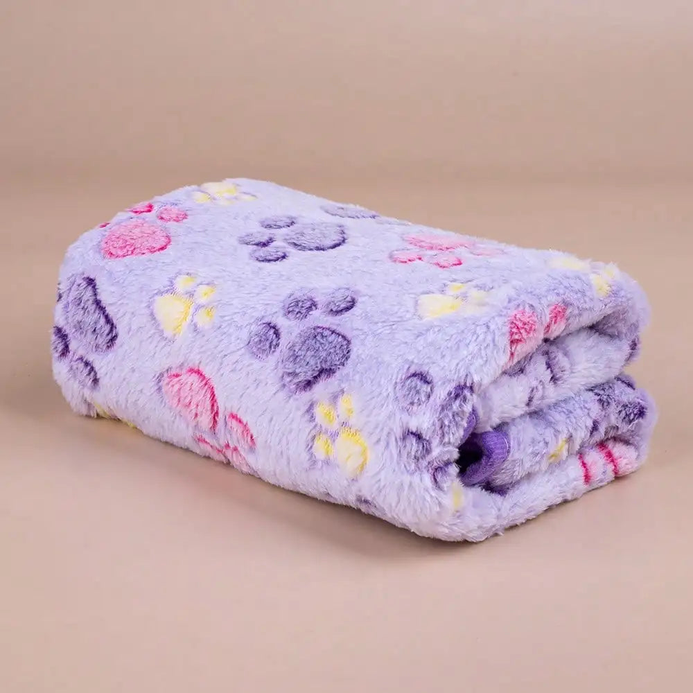 Paw Print Fleece Pet Blanket For Dogs Cats