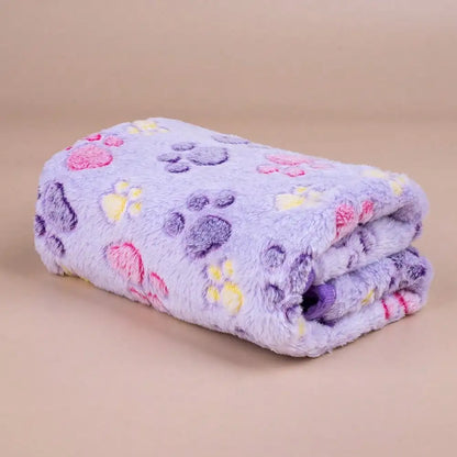 Paw Print Fleece Pet Blanket For Dogs Cats