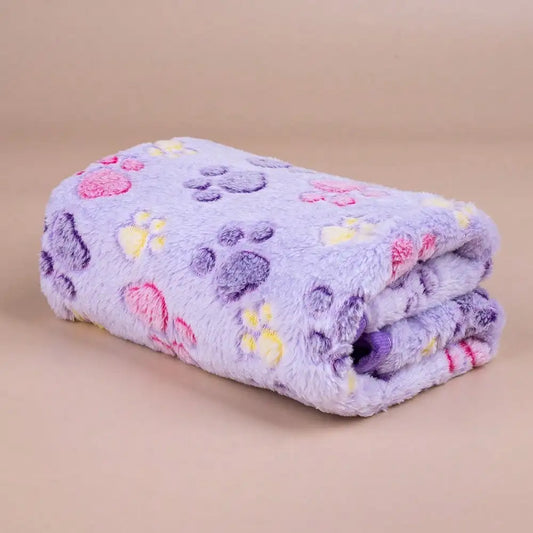 Paw Print Fleece Pet Blanket For Dogs Cats